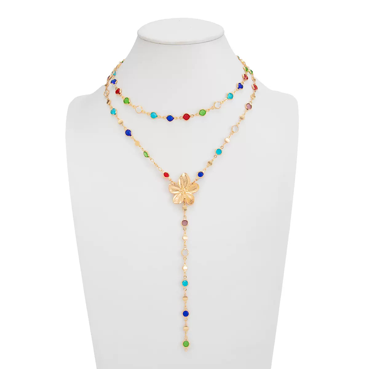 Missy Jewelry - Serena Flower Layered Necklace Set - Gold Necklace Color