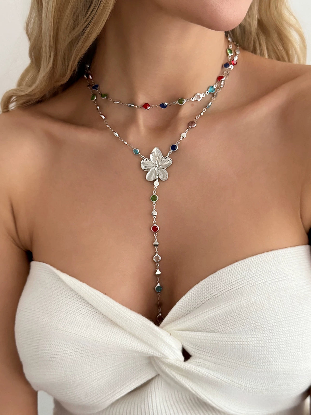Missy Jewelry - Serena Flower Layered Necklace Set