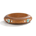 Missy Jewelry - Shaila Natural Wood Turquoise Bangle - Brown Color