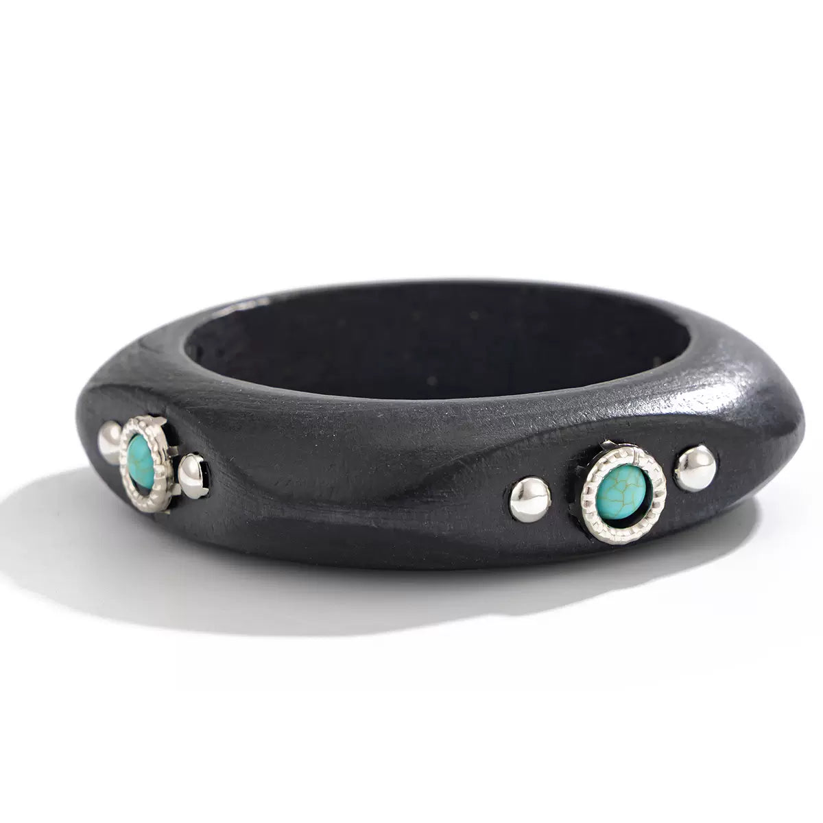 Missy Jewelry - Shaila Natural Wood Turquoise Bangle - Black Color