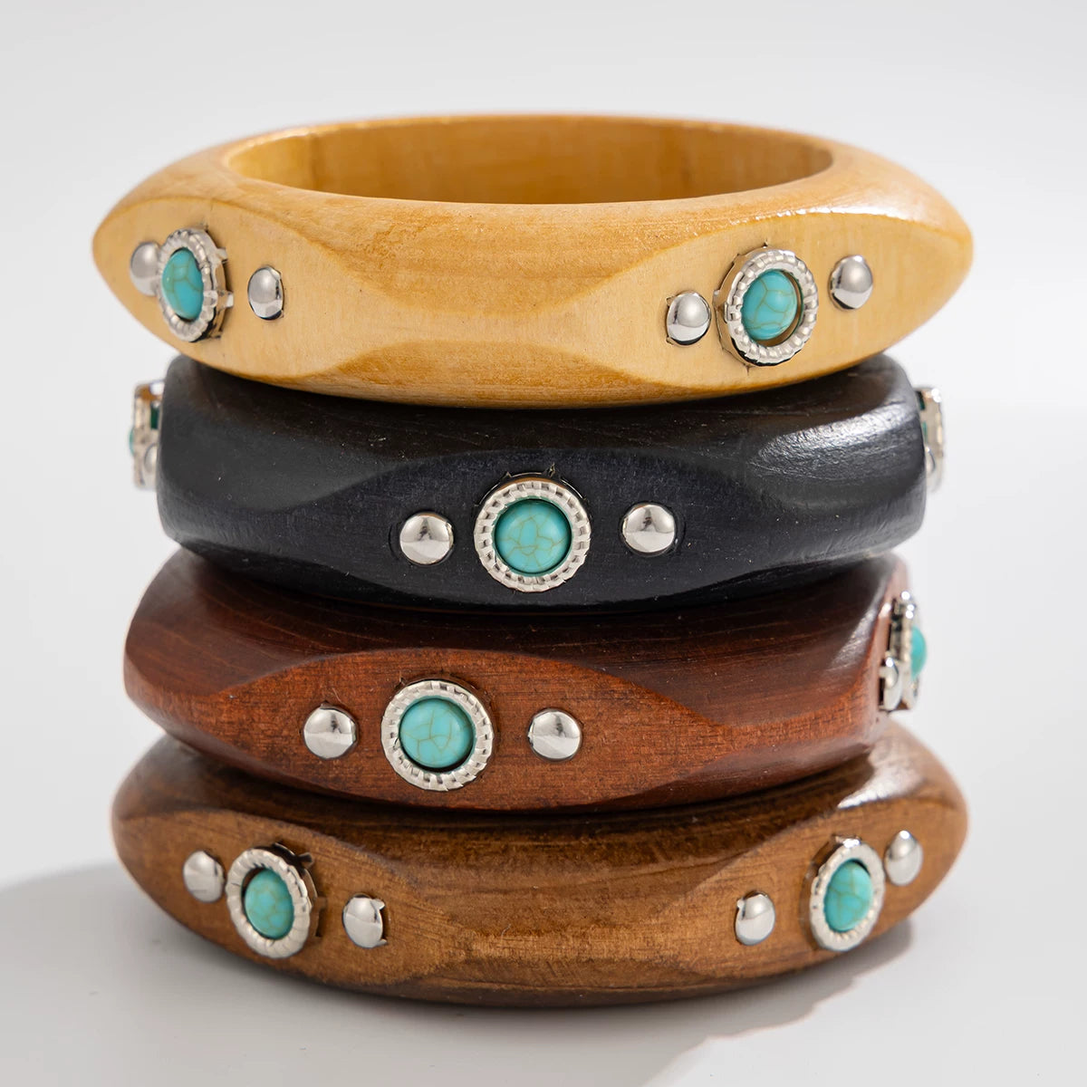 Missy Jewelry - Shaila Natural Wood Turquoise Bangle