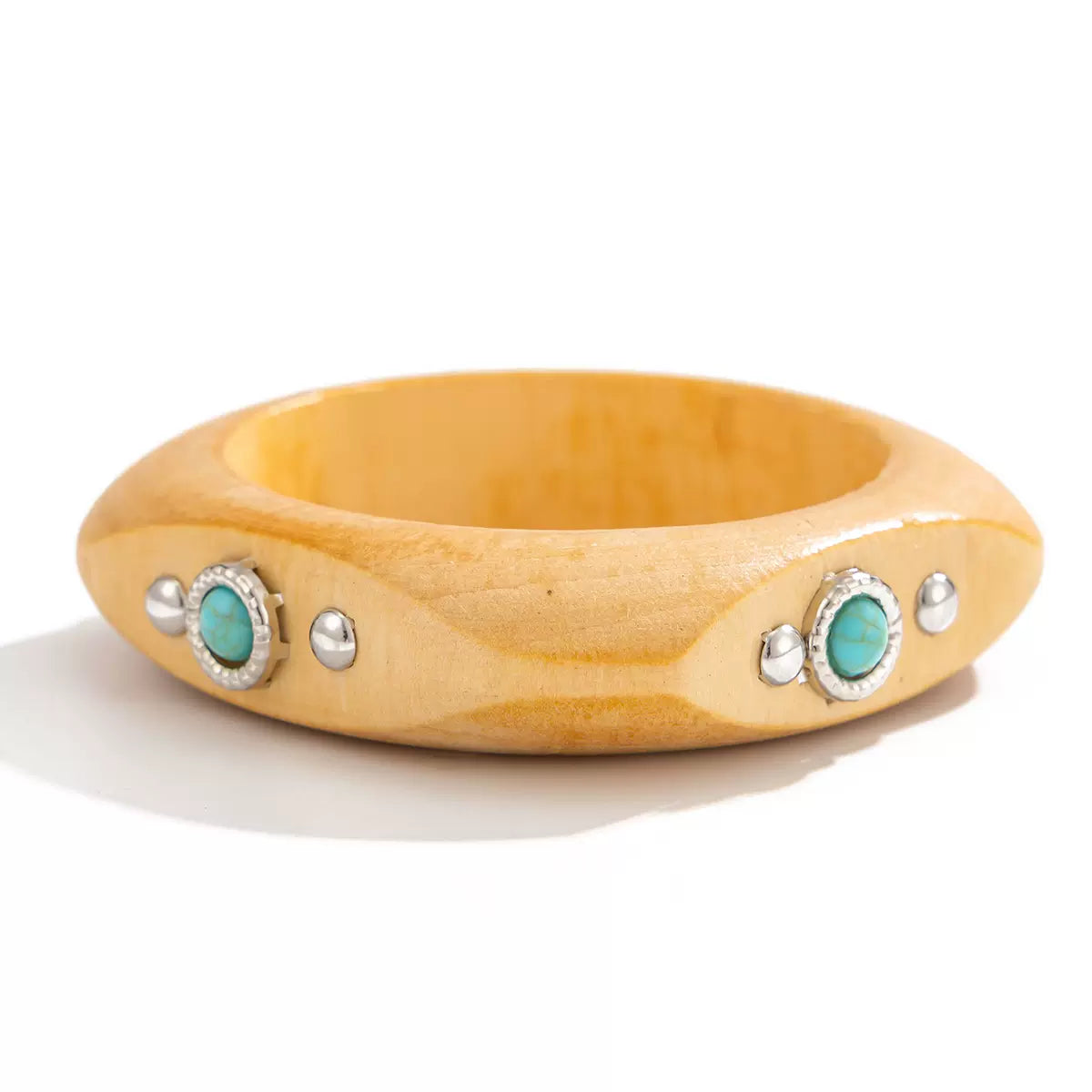 Missy Jewelry - Shaila Natural Wood Turquoise Bangle - Natural Color