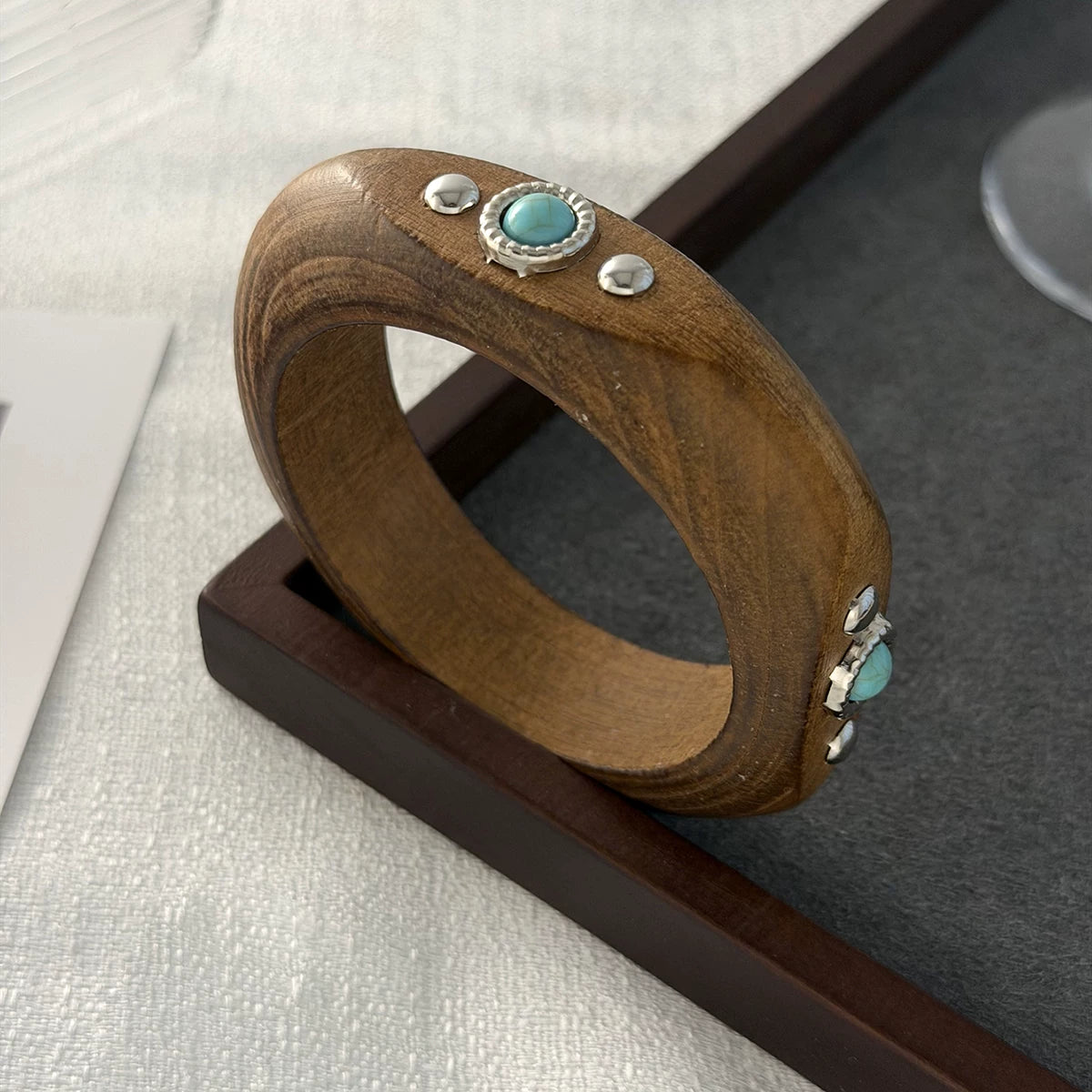 Missy Jewelry - Shaila Natural Wood Turquoise Bangle