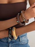 Missy Jewelry - Shaila Natural Wood Turquoise Bangle