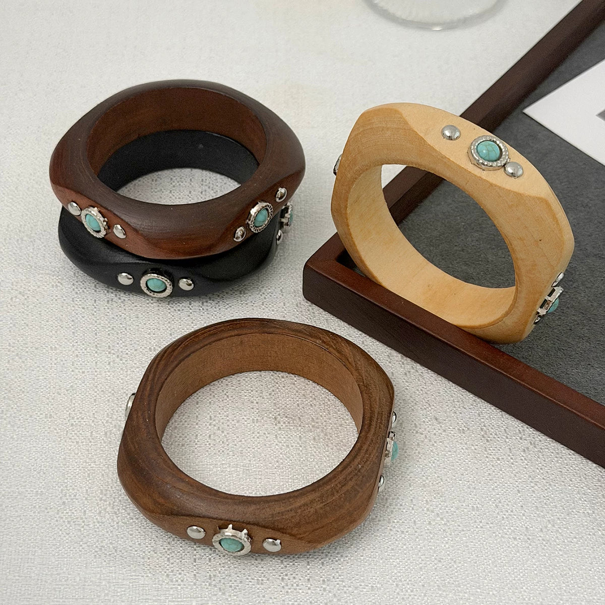 Missy Jewelry - Shaila Natural Wood Turquoise Bangle