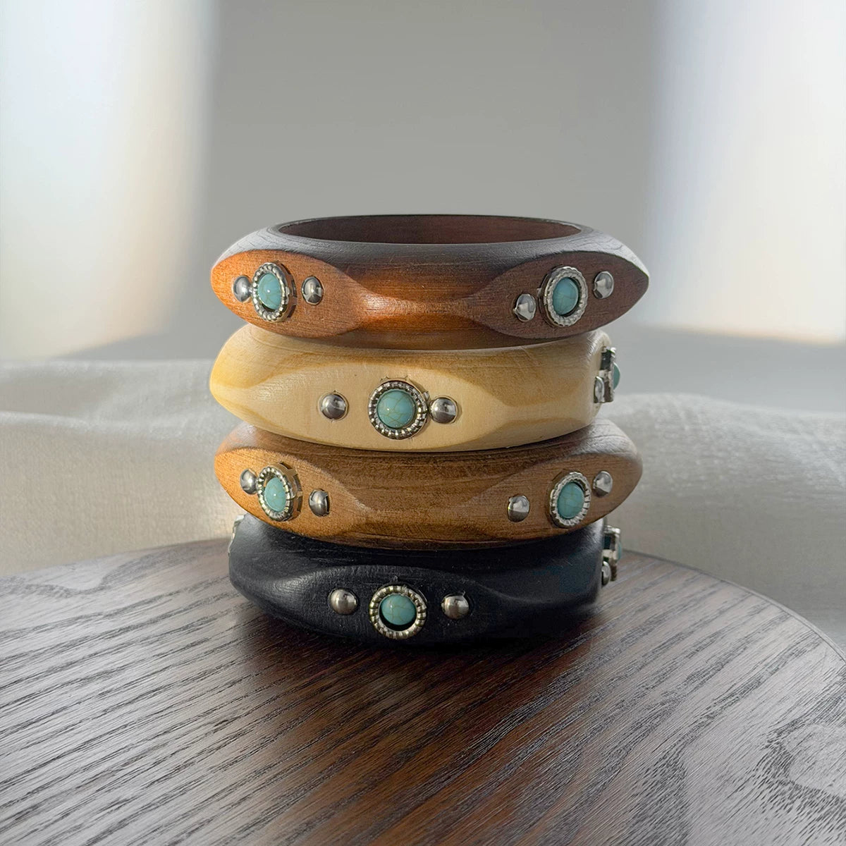 Missy Jewelry - Shaila Natural Wood Turquoise Bangle