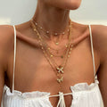 Missy Jewelry - Sora Layered Butterfly Necklace Set - Gold 7-Piece Set Color