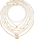 Missy Jewelry - Sora Layered Butterfly Necklace Set - Gold 7-Piece Set Color