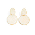 Missy Jewelry - Svea Cream Marbled Drop Earrings - Gold Color