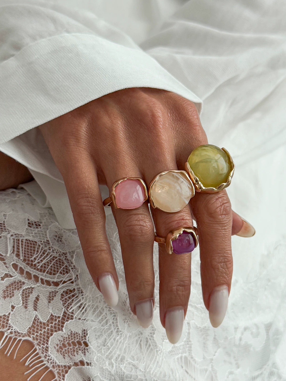 Missy Jewelry - Thea Organic Stone Ring Set