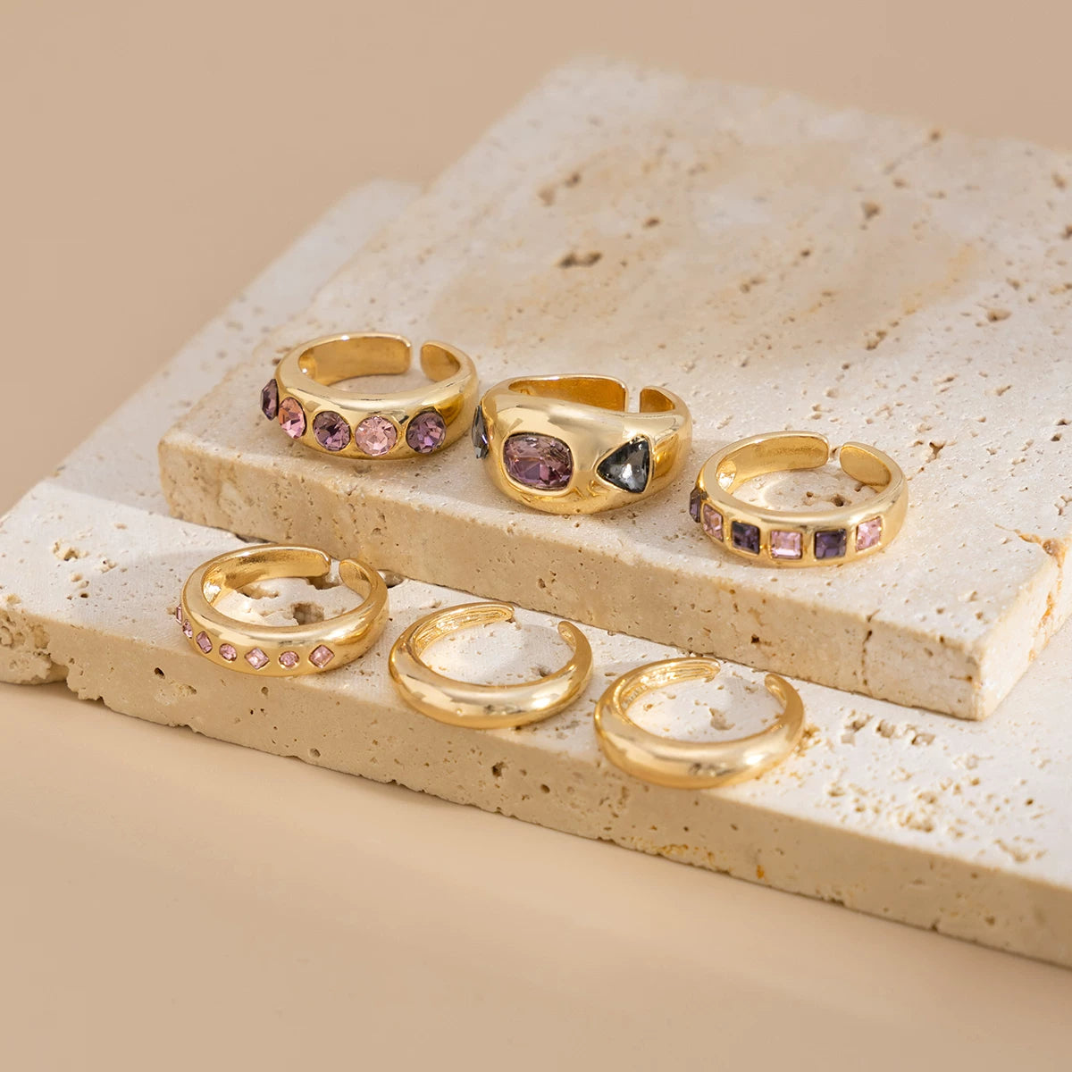 Missy Jewelry - Zahra Amethyst Crystal Ring Set