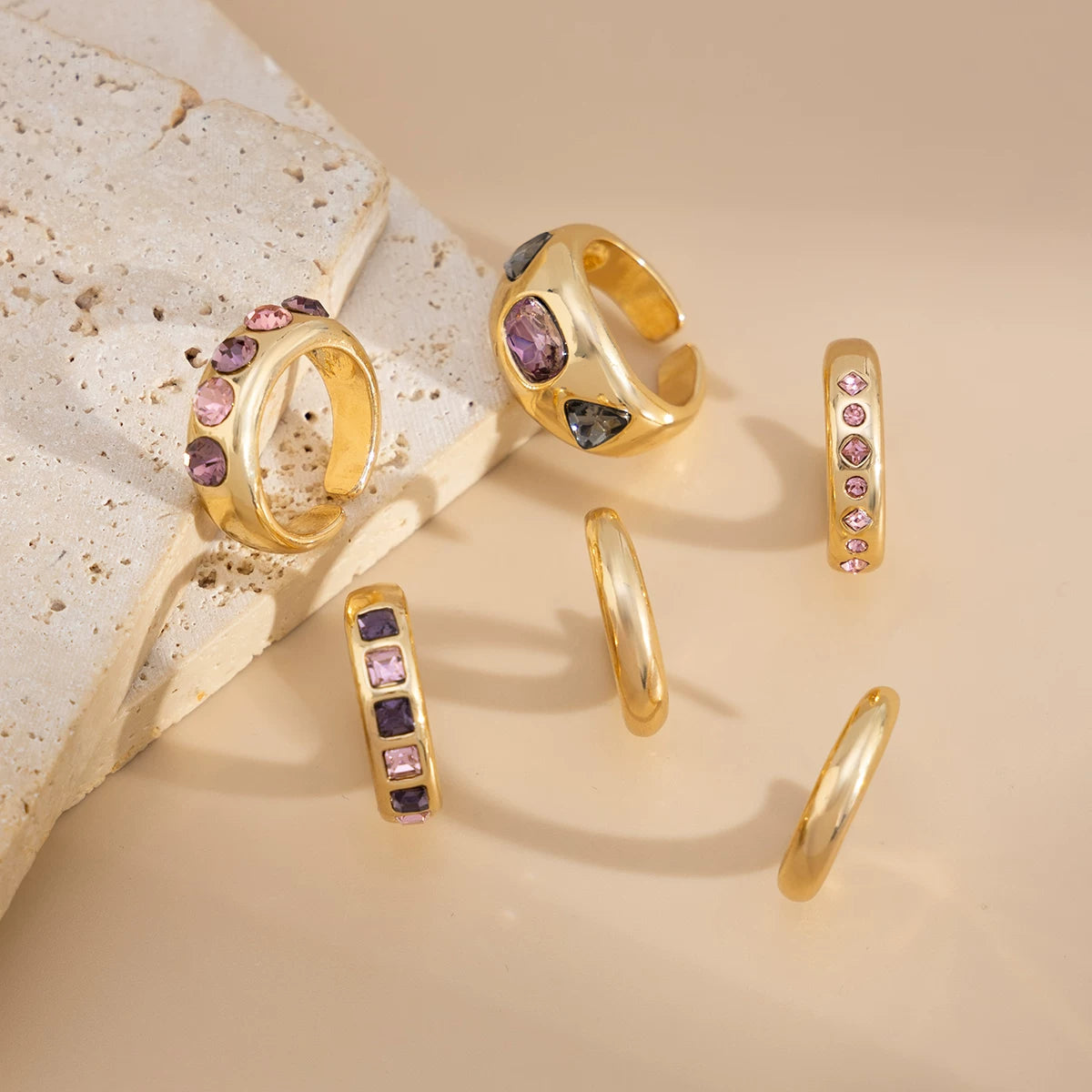 Missy Jewelry - Zahra Amethyst Crystal Ring Set