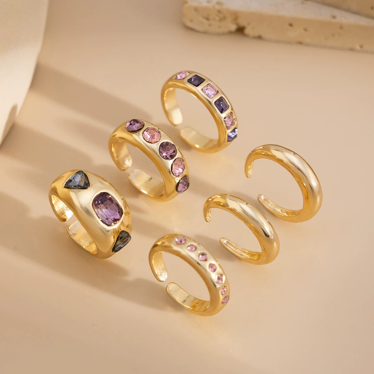 Missy Jewelry - Zahra Amethyst Crystal Ring Set