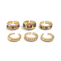 Missy Jewelry - Zahra Amethyst Crystal Ring Set - Gold Color