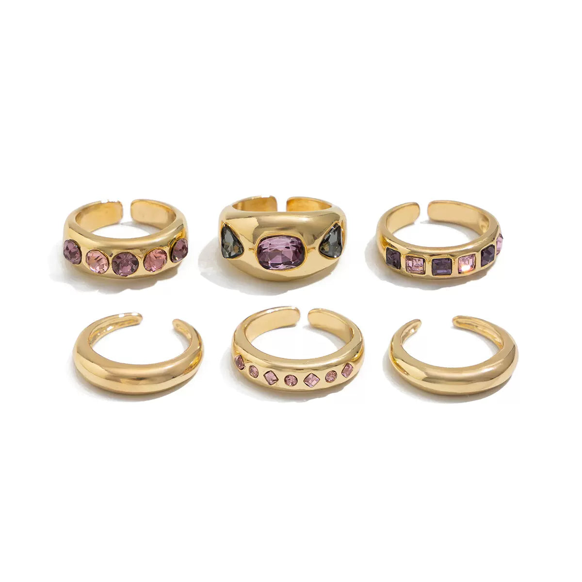 Missy Jewelry - Zahra Amethyst Crystal Ring Set - Gold Color