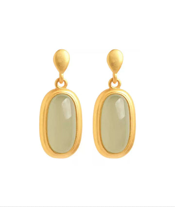 Jade Elegance Silver Drop Earrings