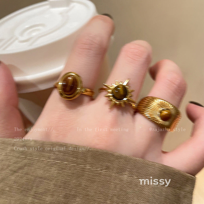 Aahana Golden Tiger Eye Ring [6824TDAE]