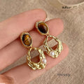 Aariah Geometric Tiger's Eye Earrings [PO5ZM2TX]