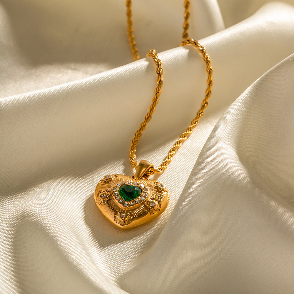 Aarya Emerald Heart Necklace