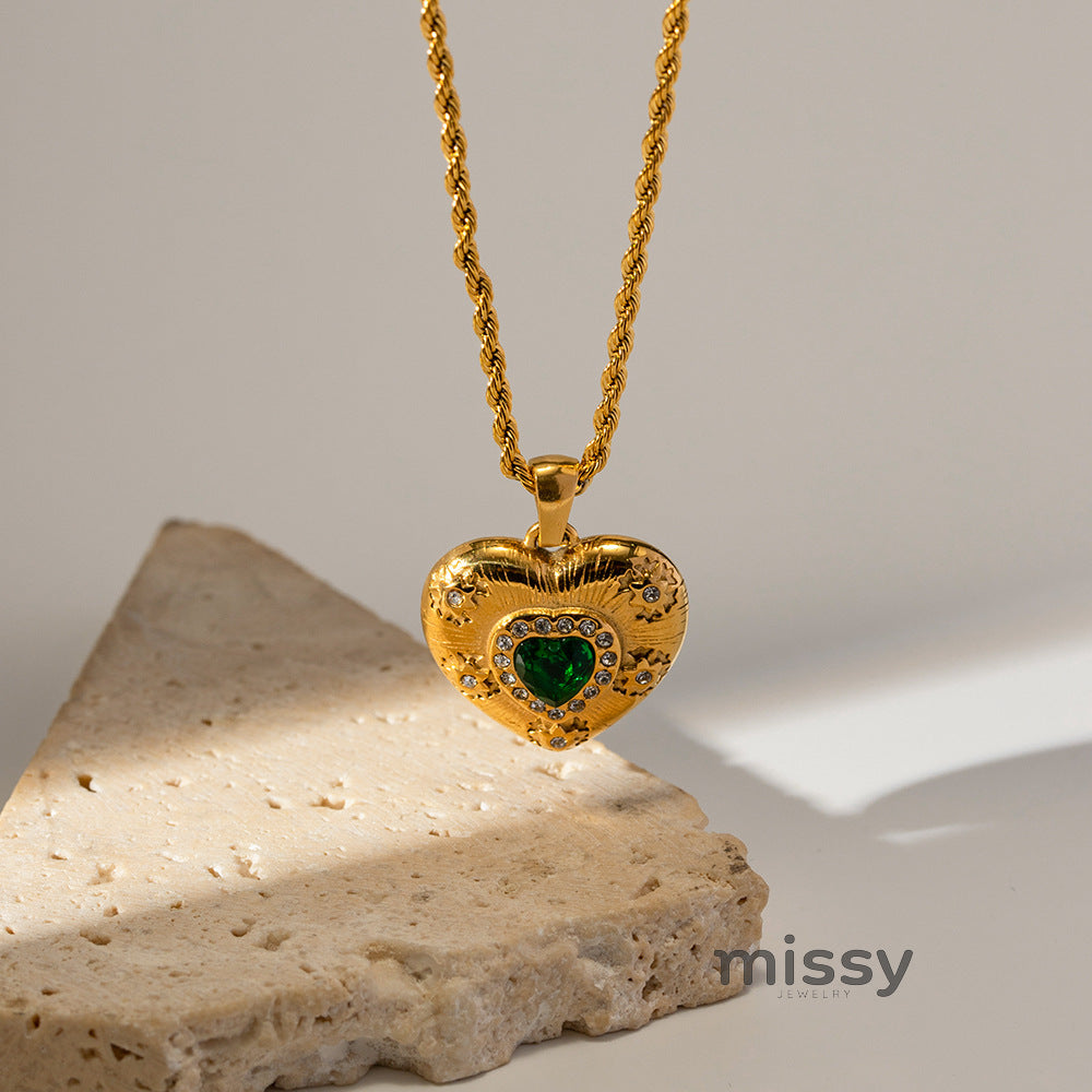 Aarya Emerald Heart Necklace