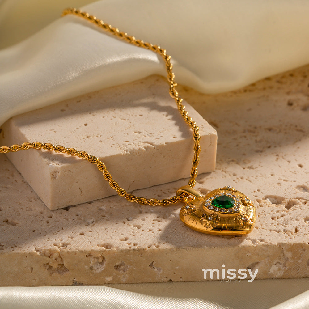 Aarya Emerald Heart Necklace