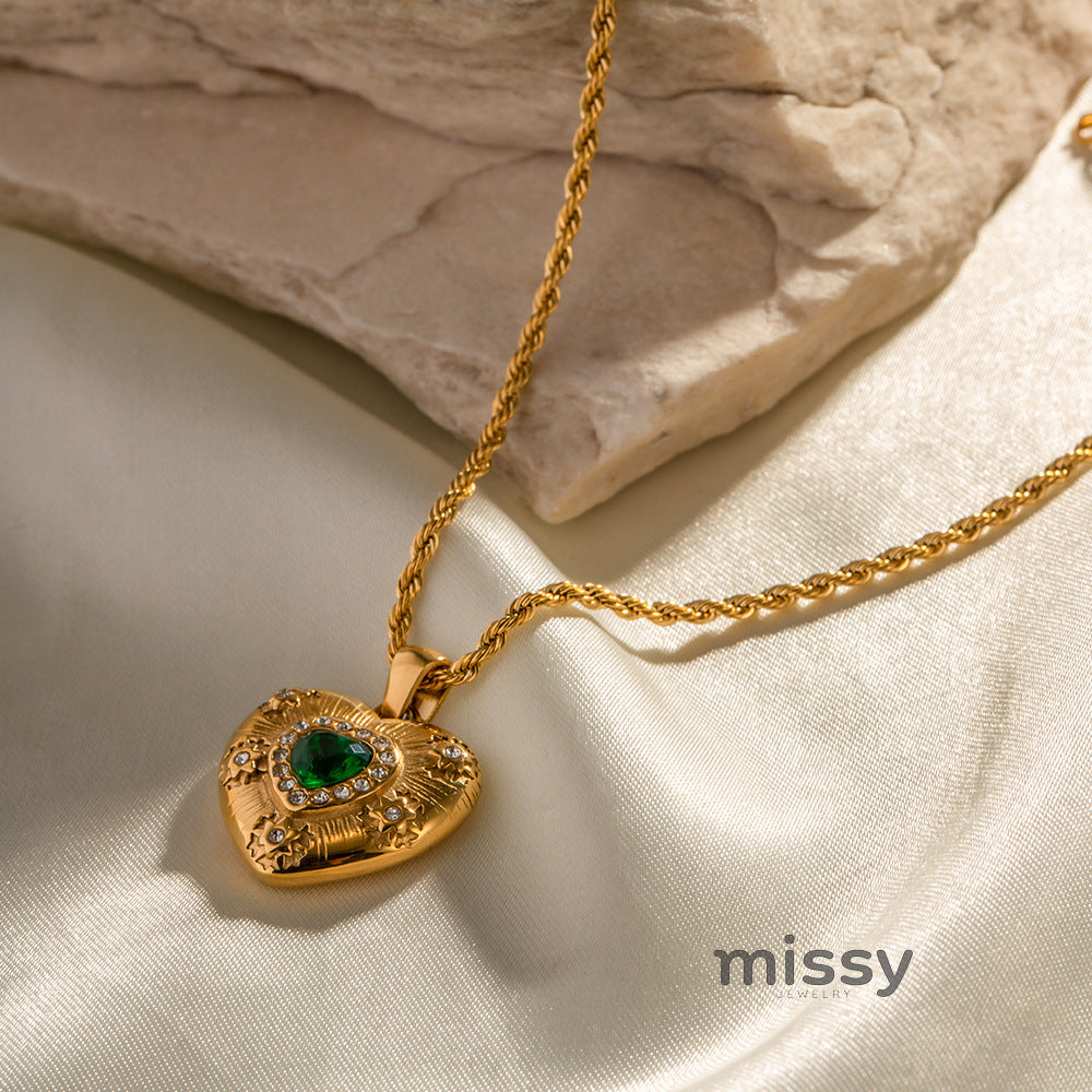 Aarya Emerald Heart Necklace