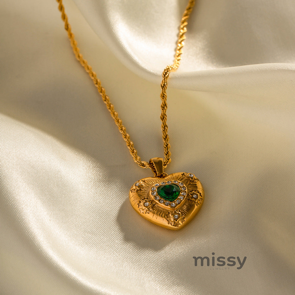 Aarya Emerald Heart Necklace