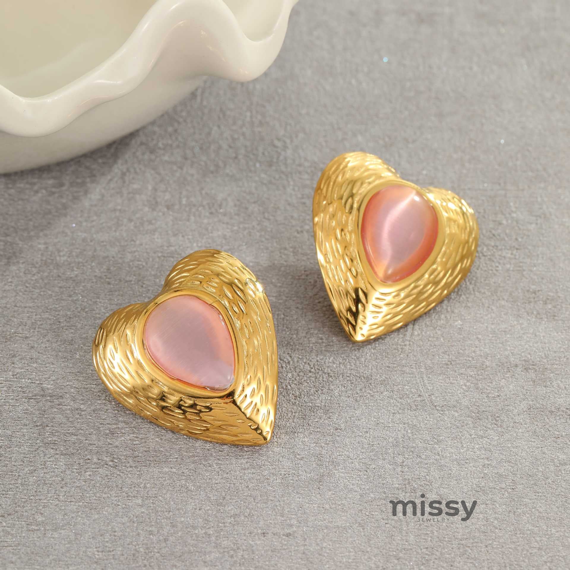 Abree Dainty Heart Studs & Rings [SN8OH9PZ]