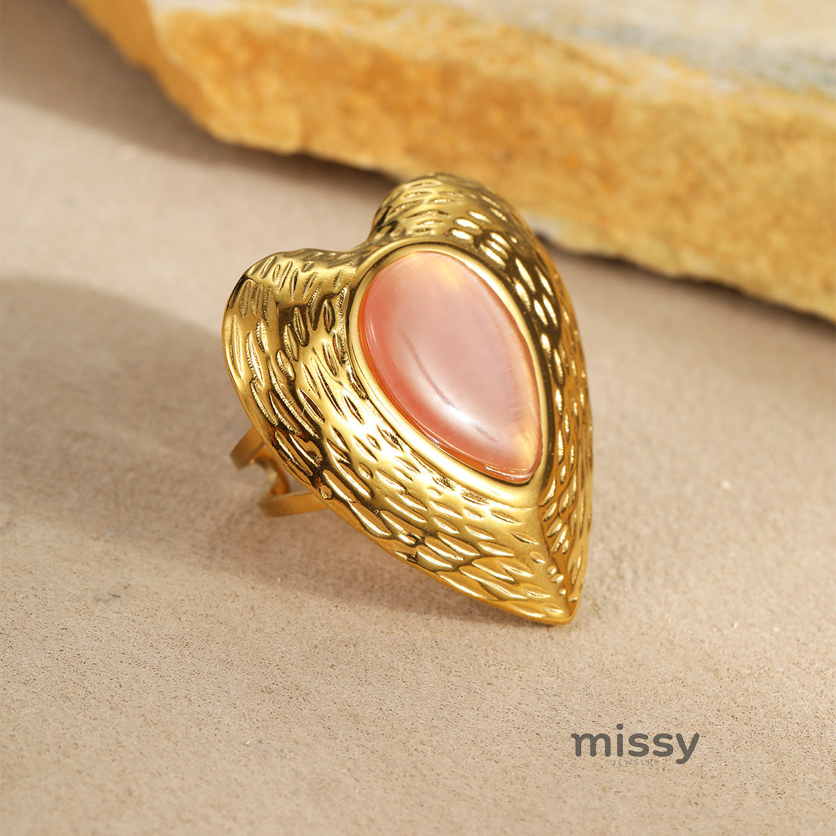 Abree Dainty Heart Studs & Rings [BWX1FVIV]