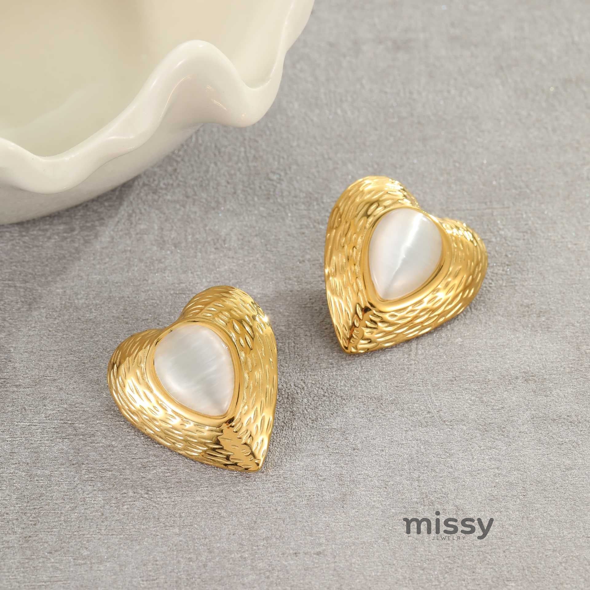 Abree Dainty Heart Studs & Rings [NFX9MEWU]