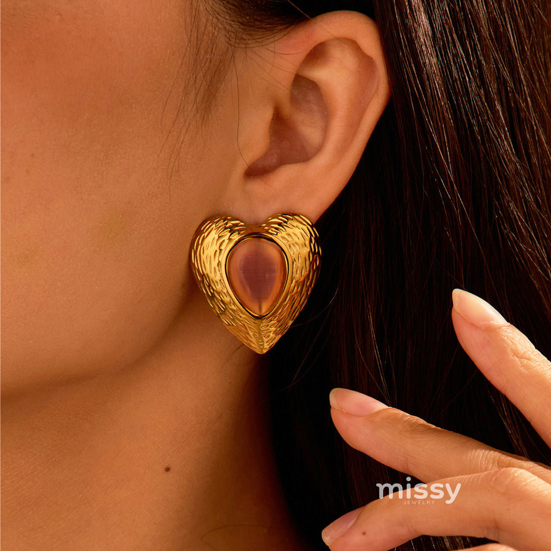 Abree Dainty Heart Studs & Rings [F80VWJ6Z]