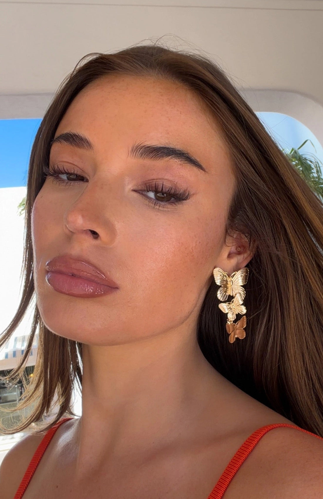 Missy Jewelry Adah Golden Butterfly Drop Earrings