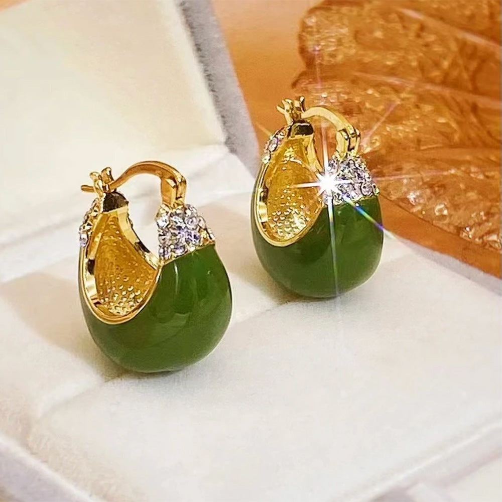 Adalina Avocado Gem Basket Earrings [PECOXN33]