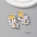 Adalyn Pearl Leaf Drop Earrings [Q2KIGV1X]