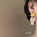 Adalyn Pearl Leaf Drop Earrings [AJS1DH55]