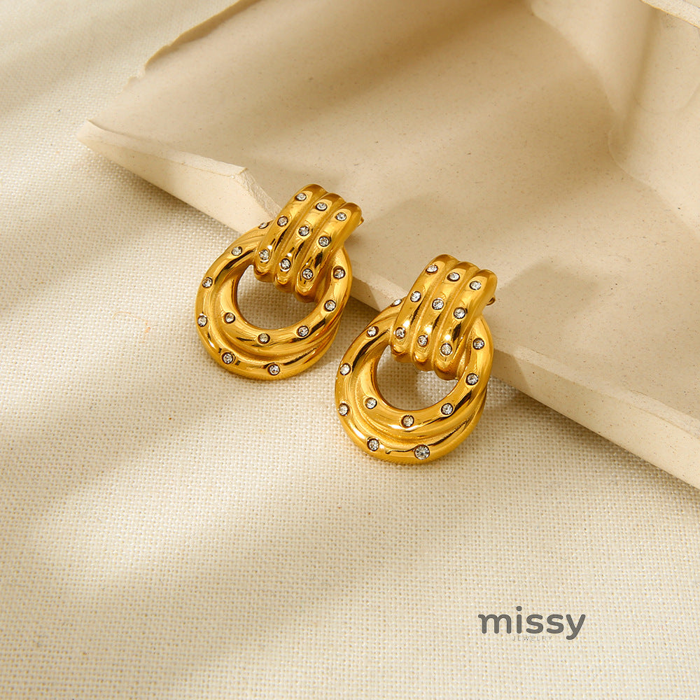Adama Twisted Pavé Huggie Earrings [FUB5ZM95]