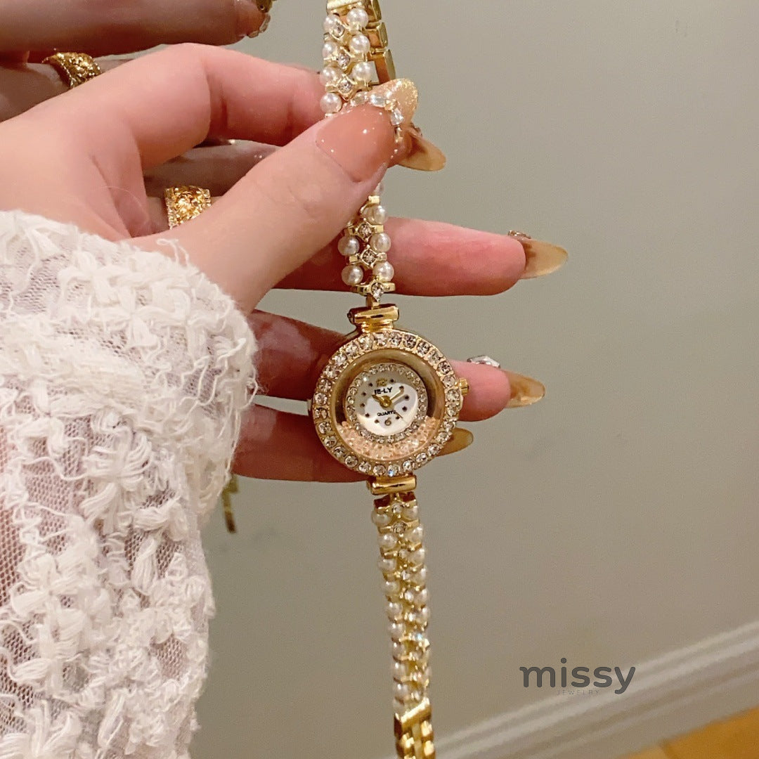 Adilene Pearl Diamond Bracelet Watch [2YRO08HO]