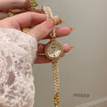 Adilene Pearl Diamond Bracelet Watch [TKRJBSN4]