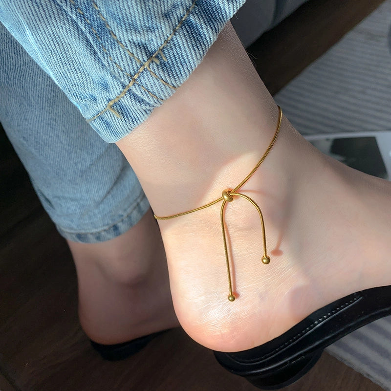 Adjustable Drawstring Chain Anklet [78VS1I8Z]