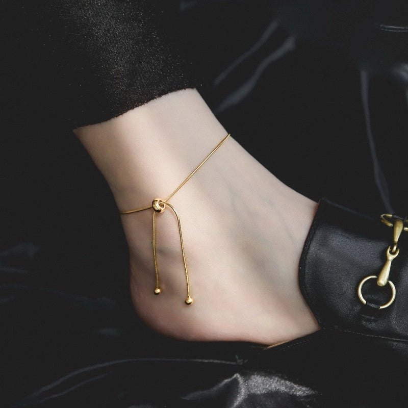 Adjustable Drawstring Chain Anklet [TW65OG9L]
