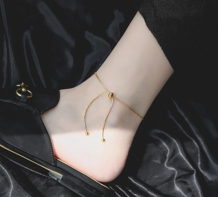 Adjustable Drawstring Chain Anklet [Z3VWCO8E]