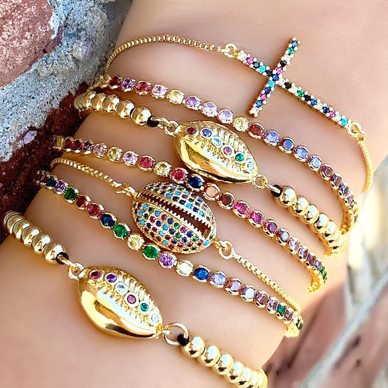 Adrianna Dainty Shell Zircon Bracelet [VC1G663O]