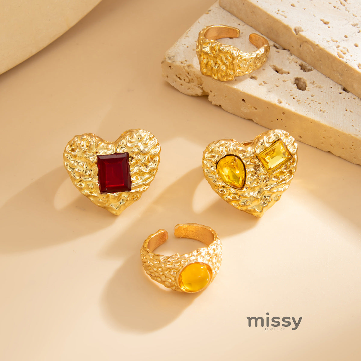 Aishani Molten Heart Crystal Ring [LBW18R2B]