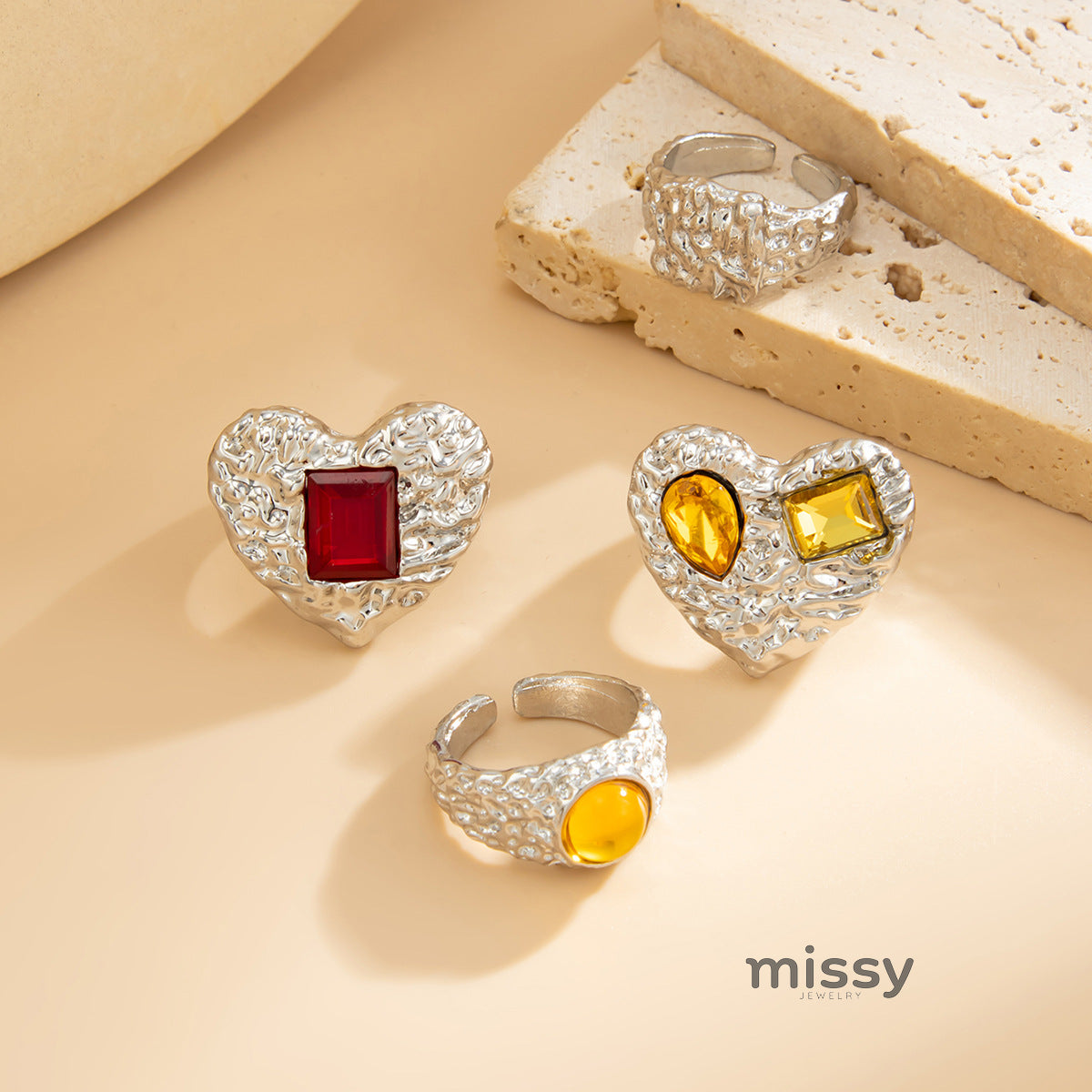 Aishani Molten Heart Crystal Ring [AEK9AGVA]