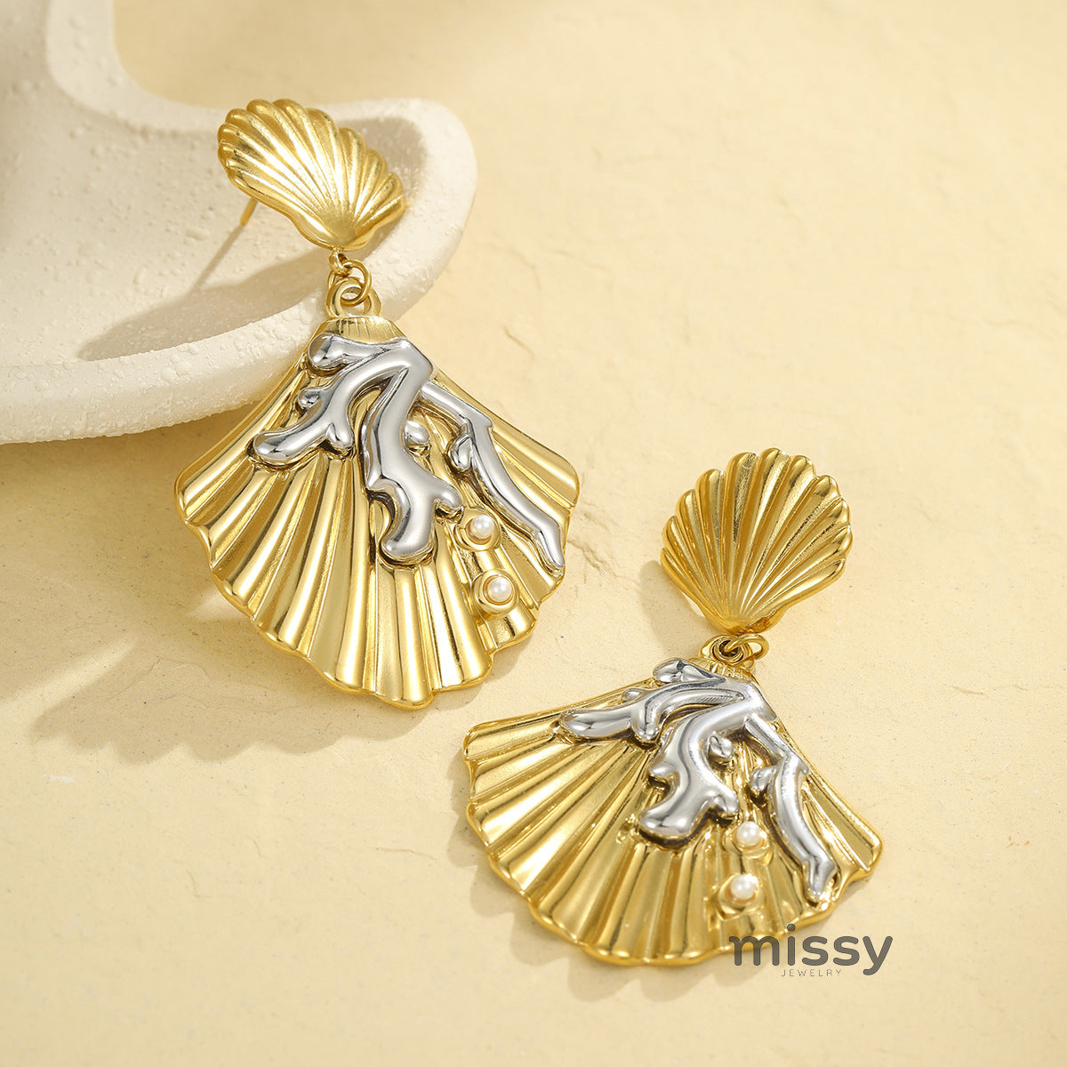 Aithana Dual-Tone Shell Hoops [5NSLMHYD]