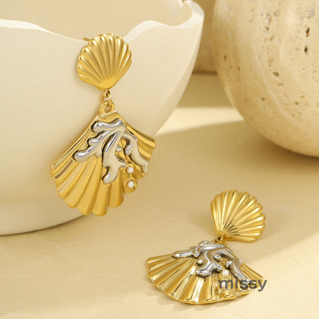 Aithana Dual-Tone Shell Hoops [69XB2NJ6]