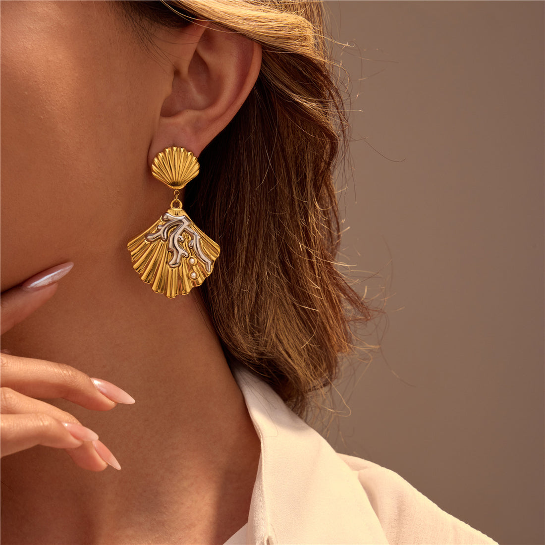 Aithana Dual-Tone Shell Hoops [69XB2NJ6]