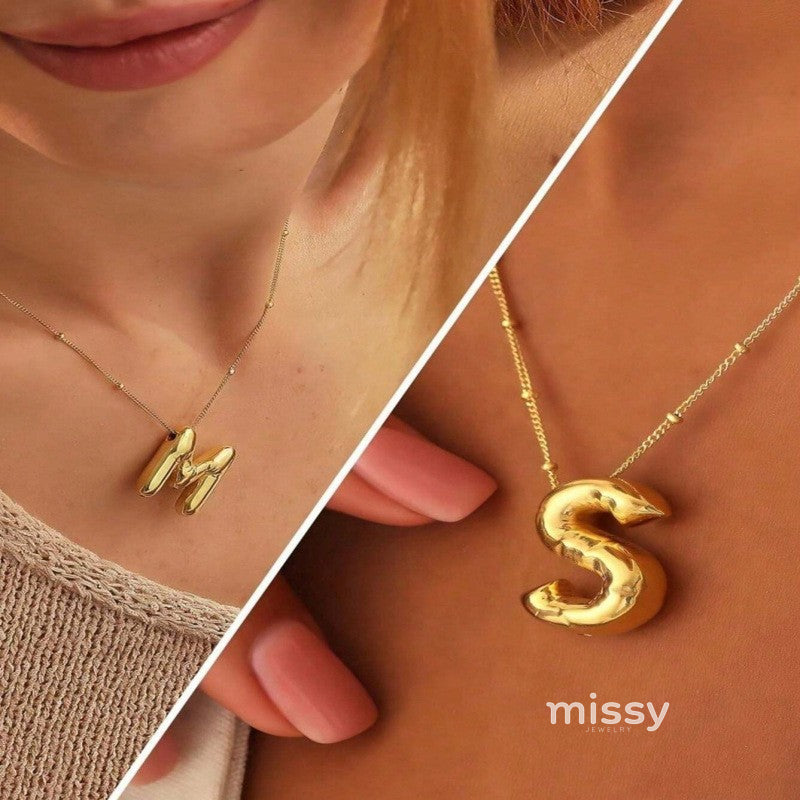 Aiyanah Glossy Bubble Letter Necklace [6XK42YNW]