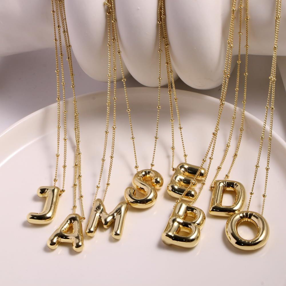 Aiyanah Glossy Bubble Letter Necklace [GB1YQHU7]
