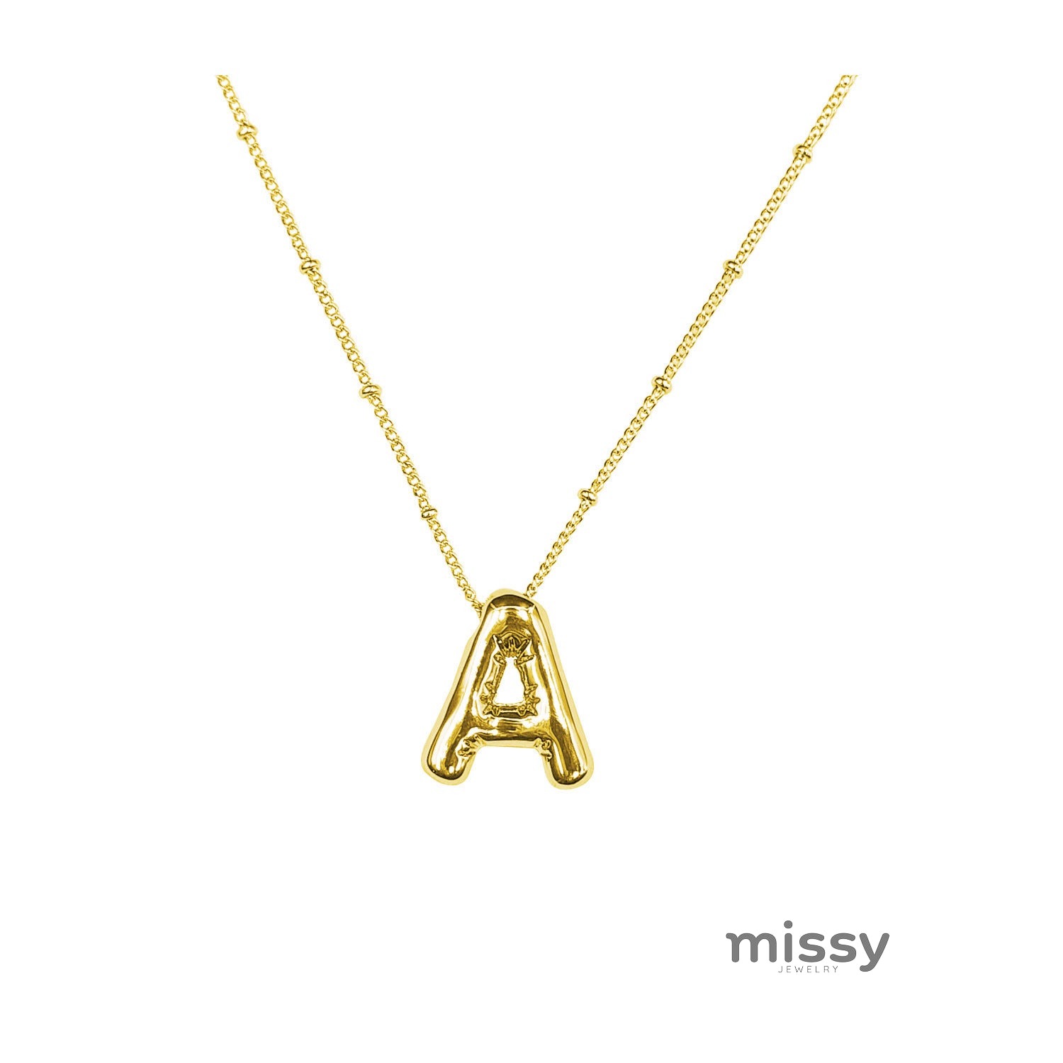 Aiyanah Glossy Bubble Letter Necklace [4G0OTZRF]